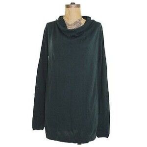 Trouve Nordstrom Sweater Tunic Top Size L Cowl Neck Angora Blend Green  B42